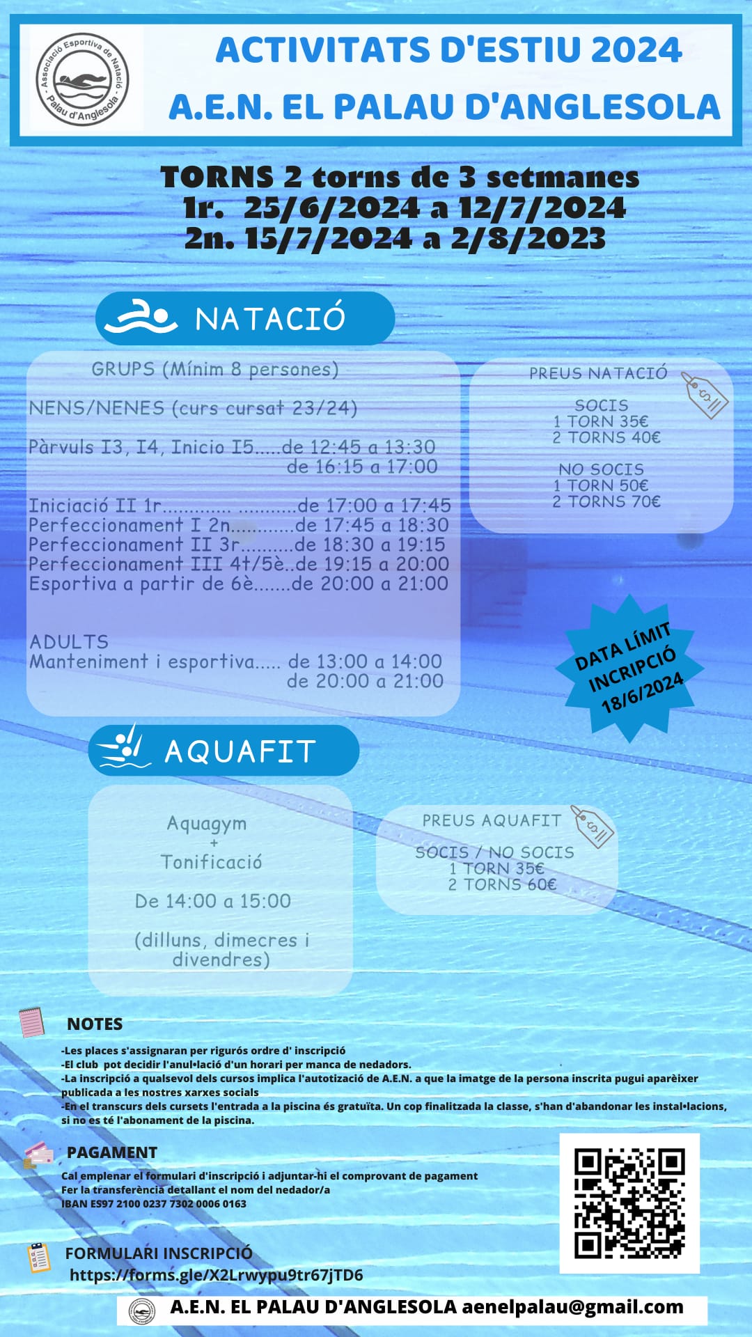 cartell cursets natació i aquafit